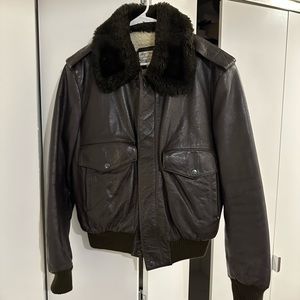 Rive Droite vintage brown leather bomber
